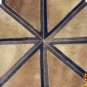 HS1145-F HILASON PURE BRAZILIAN COWHIDE HAIR ON LEATHER PATCHWORK 3D ROUND RUG