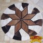 HS1145-F HILASON PURE BRAZILIAN COWHIDE HAIR ON LEATHER PATCHWORK 3D ROUND RUG