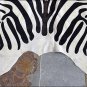HS908F- HILASON ZEBRA STENCIL PURE BRAZILIAN HAIR ON FULL COWHIDE LEATHER RUG