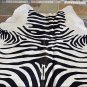 HS908F- HILASON ZEBRA STENCIL PURE BRAZILIAN HAIR ON FULL COWHIDE LEATHER RUG