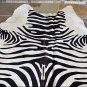 HS908F- HILASON ZEBRA STENCIL PURE BRAZILIAN HAIR ON FULL COWHIDE LEATHER RUG