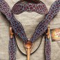 HILASON WESTERN LEATHER HORSE BRIDLE HEADSTALL BREAST COLLAR GIRAFFE TURQUOISE