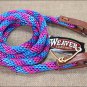 BLUE PINK PURPLE 8ft WEAVER HORSE POLY ROPING REINS W/ LEATHER LACES LOOP ENDS