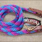 BLUE PINK PURPLE 8ft WEAVER HORSE POLY ROPING REINS W/ LEATHER LACES LOOP ENDS