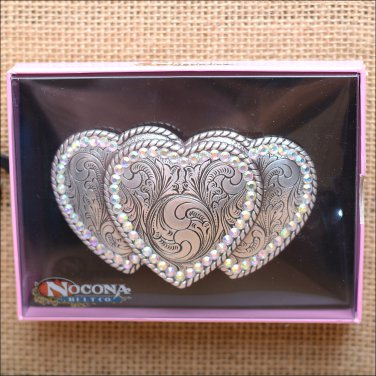 M&F WESTERN NOCONA WOMEN TRIPLE HEART WITH RHINESTONE BELT BUCKLE COWGIRL