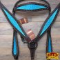 HILASON WESTERN HORSE HEADSTALL BREAST COLLAR BROWN TURQUOISE CROCODILE LEATHER