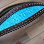 HILASON WESTERN HORSE HEADSTALL BREAST COLLAR BROWN TURQUOISE CROCODILE LEATHER