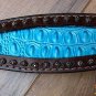 HILASON WESTERN HORSE HEADSTALL BREAST COLLAR BROWN TURQUOISE CROCODILE LEATHER