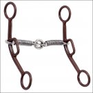 HILASON BROWN SLIDING HORSE GAG BIT 5-3/8" 3 PIECE SWEET IRON LIFESAVER MOUTH