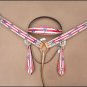 WESTERN LEATHER HORSE BRIDLE HEADSTALL BREAST COLLAR HAND PAINT AMERICAN FLAG