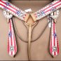 WESTERN LEATHER HORSE BRIDLE HEADSTALL BREAST COLLAR HAND PAINT AMERICAN FLAG