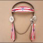 WESTERN LEATHER HORSE BRIDLE HEADSTALL BREAST COLLAR HAND PAINT AMERICAN FLAG