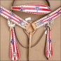 WESTERN LEATHER HORSE BRIDLE HEADSTALL BREAST COLLAR HAND PAINT AMERICAN FLAG