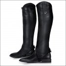 HORZE SOFT LEATHER HALF CHAPS TAPERED HORSE RIDING WOMEN BLACK
