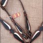 HILASON WESTERN LEATHER HORSE ONE EAR BRIDLE HEADSTALL BREAST COLLAR BLACK WHITE