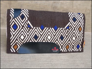 FEP248 HILASON WESTERN NEW ZEALAND WOOL HORSE SADDLE BLANKET BROWN WHITE