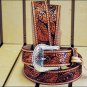 28" TONY LAMA FLORAL HAND TOOLED WESTERN LEATHER MEN BELT TAN