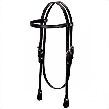 WEAVER LEATHER BROWBAND HEADSTALL STICHED BLACK HORSE SIZE