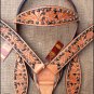 HILASON WESTERN LEATHER HORSE HEADSTALL BREAST COLLAR TAN BLACK HAND PAINT