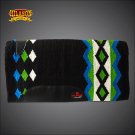 FE330-F HILASON WESTERN NEW ZEALAND WOOL HORSE SADDLE BLANKET WHITE BLACK BLUE