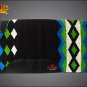 FE330-F HILASON WESTERN NEW ZEALAND WOOL HORSE SADDLE BLANKET WHITE BLACK BLUE