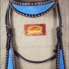S463 HILASON WESTERN LEATHER HORSE BRIDLE HEADSTALL CHOCOLATE BROWN w/ TURQUOISE