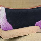 FP835-F HILASON WESTERN WOOL FELT SADDLE PAD W/ LAVENDER ALLIGATOR PRINT LEATHER