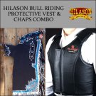 F9 HILASON WESTERN RODEO BRONC BULL RIDING SMOOTH LEATHER CHAPS PROTECTIVE VEST