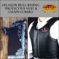 F9 HILASON WESTERN RODEO BRONC BULL RIDING SMOOTH LEATHER CHAPS PROTECTIVE VEST