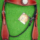 NEW HILASON WESTERN LEATHER HORSE BRIDLE HEADSTALL MAHOGANY W/ CRYSTAL CONCHO