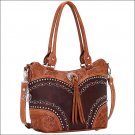AMERICAN WEST LEATHER CHESTNUT RIDGE LADIES BUCKET TOTE SHOULDER HAND BAG BROWN