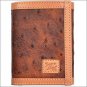 TONY LAMA BROWN LEATHER OSTRICH PRINT WESTERN TRIFOLD MENS WALLET NATURAL