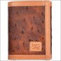 TONY LAMA BROWN LEATHER OSTRICH PRINT WESTERN TRIFOLD MENS WALLET NATURAL