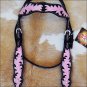 A900 NEW HILASON WESTERN LEATHER HORSE BRIDLE HEADSTALL BLACK & PINK
