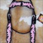A900 NEW HILASON WESTERN LEATHER HORSE BRIDLE HEADSTALL BLACK & PINK