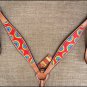 F95 HILASON WESTERN LEATHER HORSE BREAST COLLAR HAND PAINT RAINBOW TIE