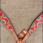 F95 HILASON WESTERN LEATHER HORSE BREAST COLLAR HAND PAINT RAINBOW TIE