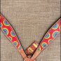 F95 HILASON WESTERN LEATHER HORSE BREAST COLLAR HAND PAINT RAINBOW TIE