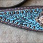 WESTERN LEATHER HORSE HEADSTALL BRIDLE BREAST COLLAR TURQUOISE FLORAL ANTIQUE