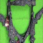 HILASON LEATHER WESTERN HORSE HEADSTALL BREAST COLLAR BLACK RUSTIC VINTAGE