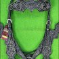 HILASON LEATHER WESTERN HORSE HEADSTALL BREAST COLLAR BLACK RUSTIC VINTAGE