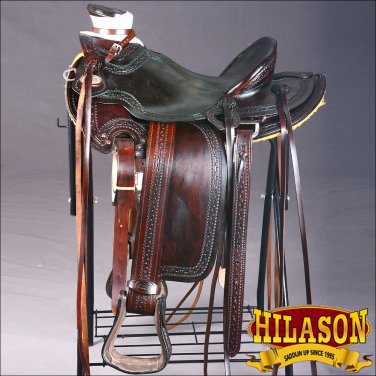 WD060DB-F HILASON BIG KING WESTERN WADE RANCH ROPING COWBOY TRAIL SADDLE 16"