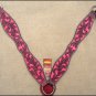 HILASON WESTERN LEATHER HORSE HEADSTALL BREAST COLLAR MAHOGANY PINK HAND PAINT