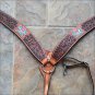 S8 NEW HILASON WESTERN LEATHER HORSE BREAST COLLAR BROWN W/ HAND PAINT BUTTERFLY