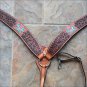 S8 NEW HILASON WESTERN LEATHER HORSE BREAST COLLAR BROWN W/ HAND PAINT BUTTERFLY