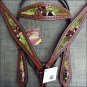 HILASON WESTERN LEATHER HORSE HEADSTALL BREAST COLLAR PAINTED PORTRAIT MAHOGANY