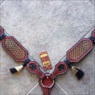 HILASON WESTERN LEATHER HORSE BREAST COLLAR MAHOGANY GOLD INLAY