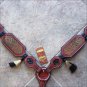 HILASON WESTERN LEATHER HORSE BREAST COLLAR MAHOGANY GOLD INLAY