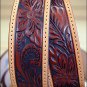 36in. JUSTIN TOOLED TAPER WESTERN LEATHER MEN BELT BROWN SILVER ENGRAVED BUCKLE