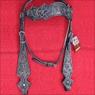 HILASON WESTERN LEATHER HORSE HEADSTALL BLACK RUSTIC VINTAGE